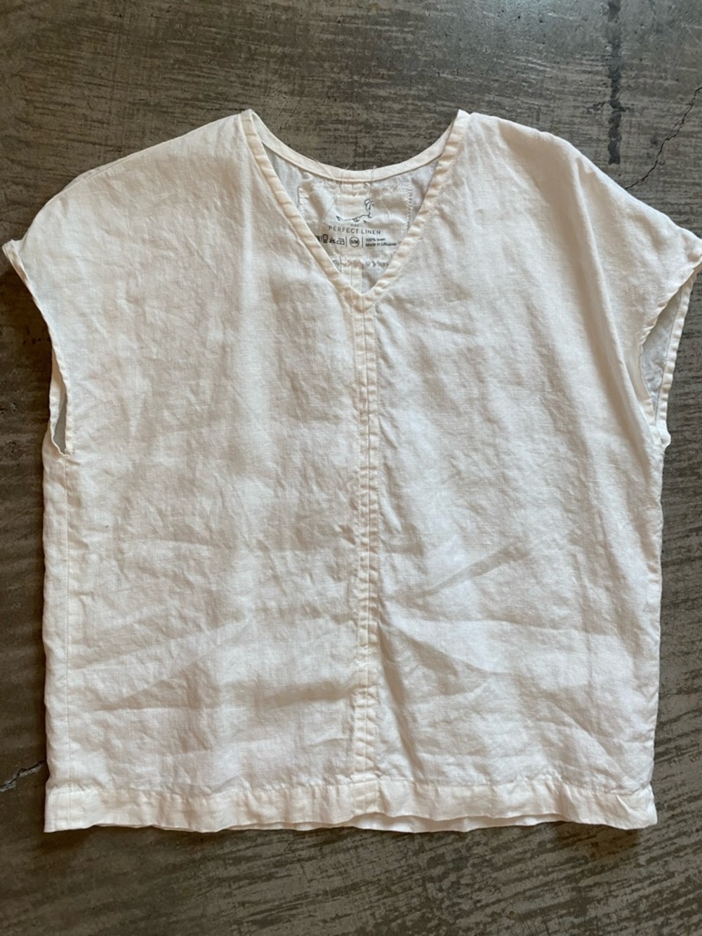 notPERFECTLINEN Malta Linen Top Tee Cream S/M